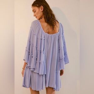 Free People Mini Dress Blue - Generous Size NWT